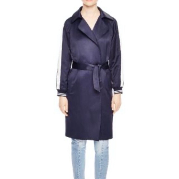 Sandro | Navy Bomber Trench Coat - Picture 2 of 6